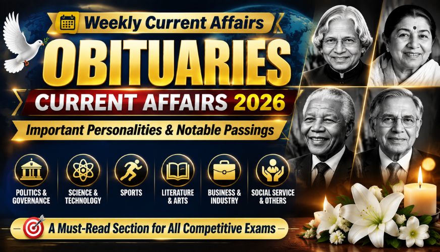 🕊️ Obituaries Current Affairs 2026 | Important Personalities & Notable Passings